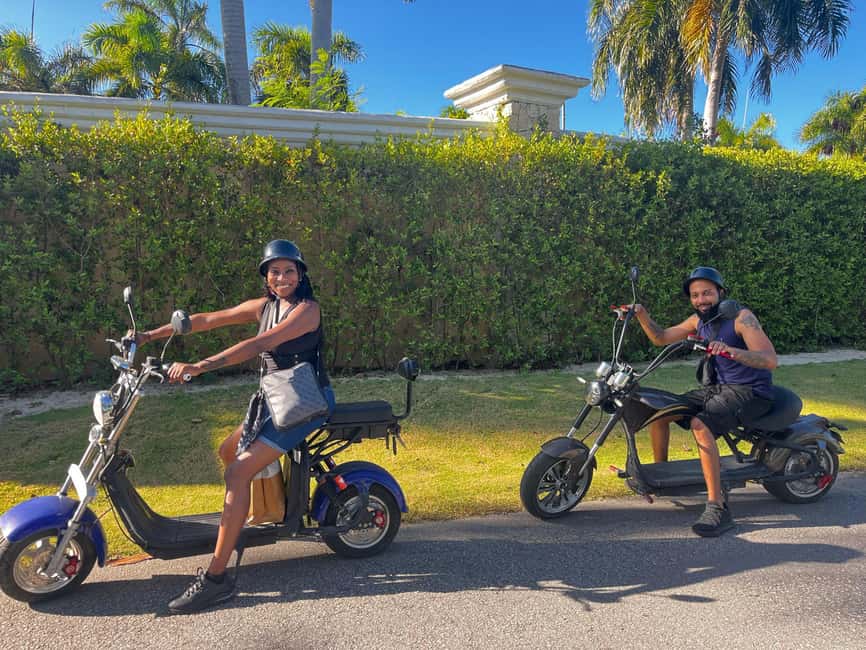 Bavaro Punta Cana: City Tour with Harley models E-Scooters - Getting comfortable on the Harley-style electric scooters