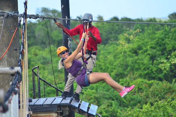 COMBO: Zip Line, Cenote Blue Lagoon, Jungle River &Waterfall Pool - The seven-circuit zip line brings the thrill