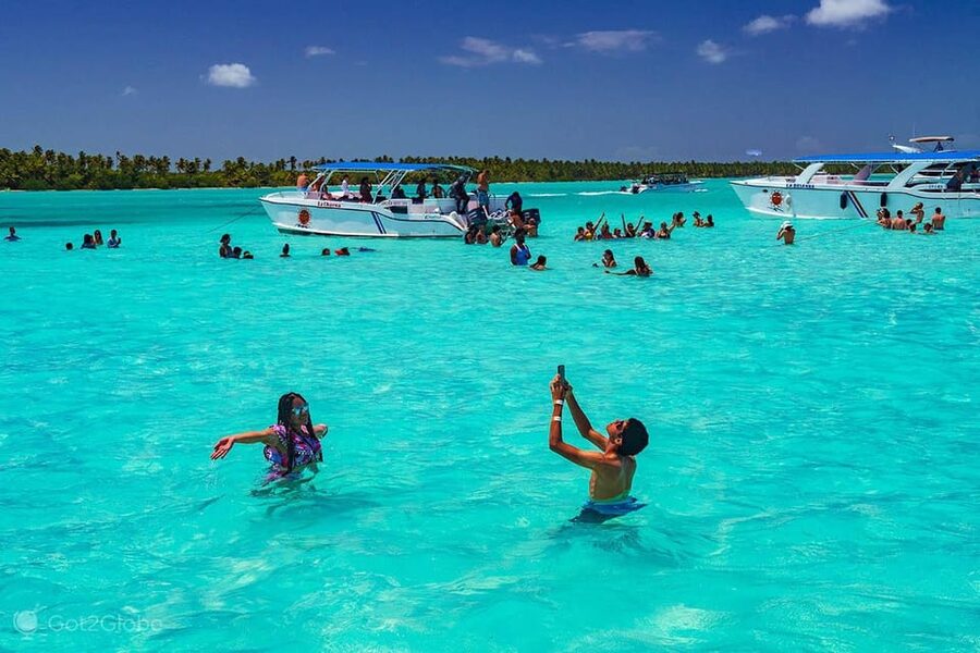 From Punta Cana: Saona Island Full-Day Tour with Lunch - The catamaran party on the way back