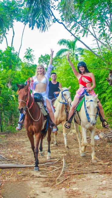 Punta Cana Horseback riding & Sunset + beach + free pick-up - River scenery and the Macao beach stop