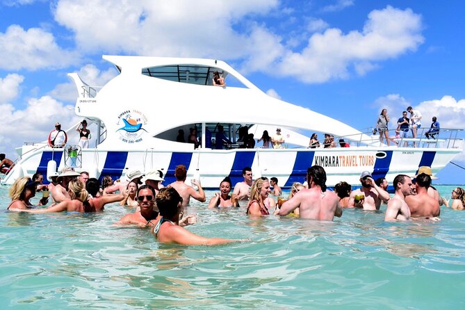 Sand-Bar Punta Cana Party Boat unlimited drinks, snorkeling Vibes - Dolphin Island views from the boat